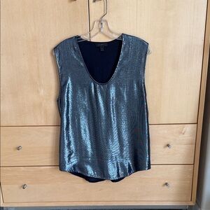 J. Crew Silver Sparkly Top M EUC
